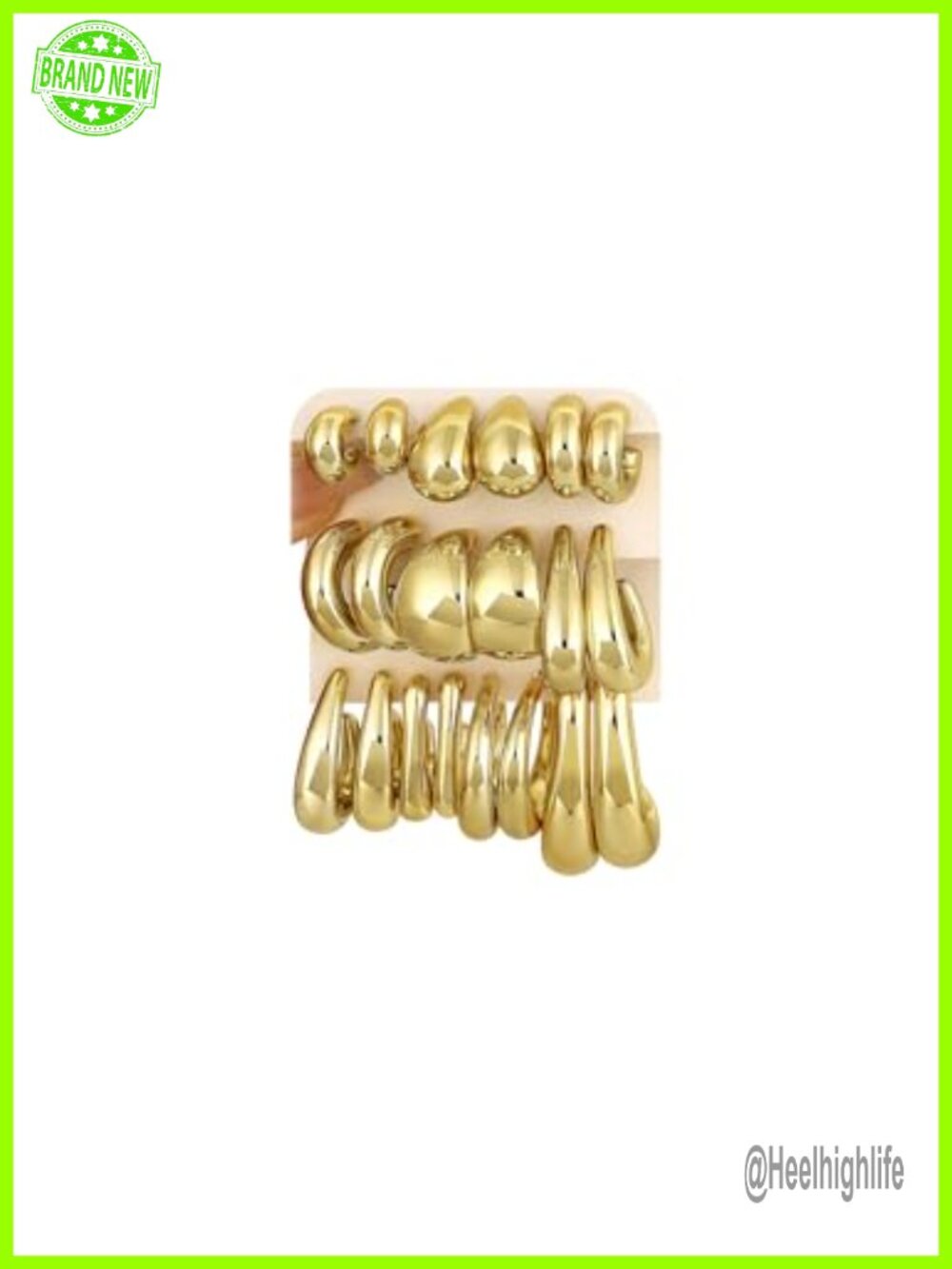10 Pairs Chunky Gold Plated Hoop Earrings Set Hypoallergenic Women Jewelry